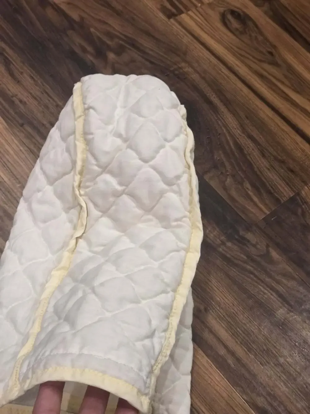 Vtg White Quilted Kitchen Appliance Dust Covers Set of 2 Yellow Trim Soft